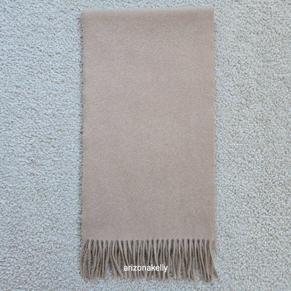 Nordstrom Cashmere Camel Woven Fringe Scarf Tan - Picture 13 of 14